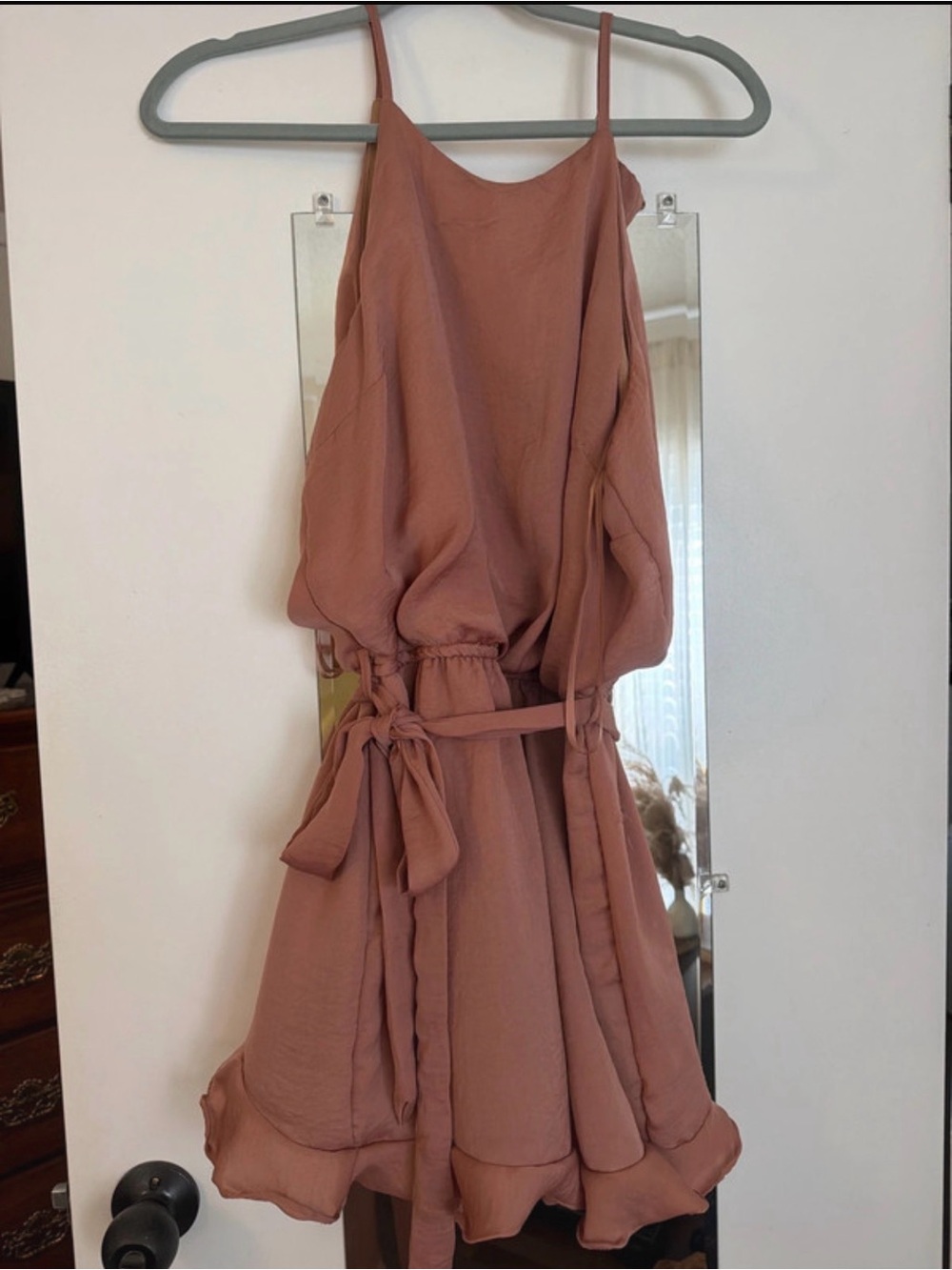 Women's Dusty Rose Spaghetti Strap Ruffle Romper